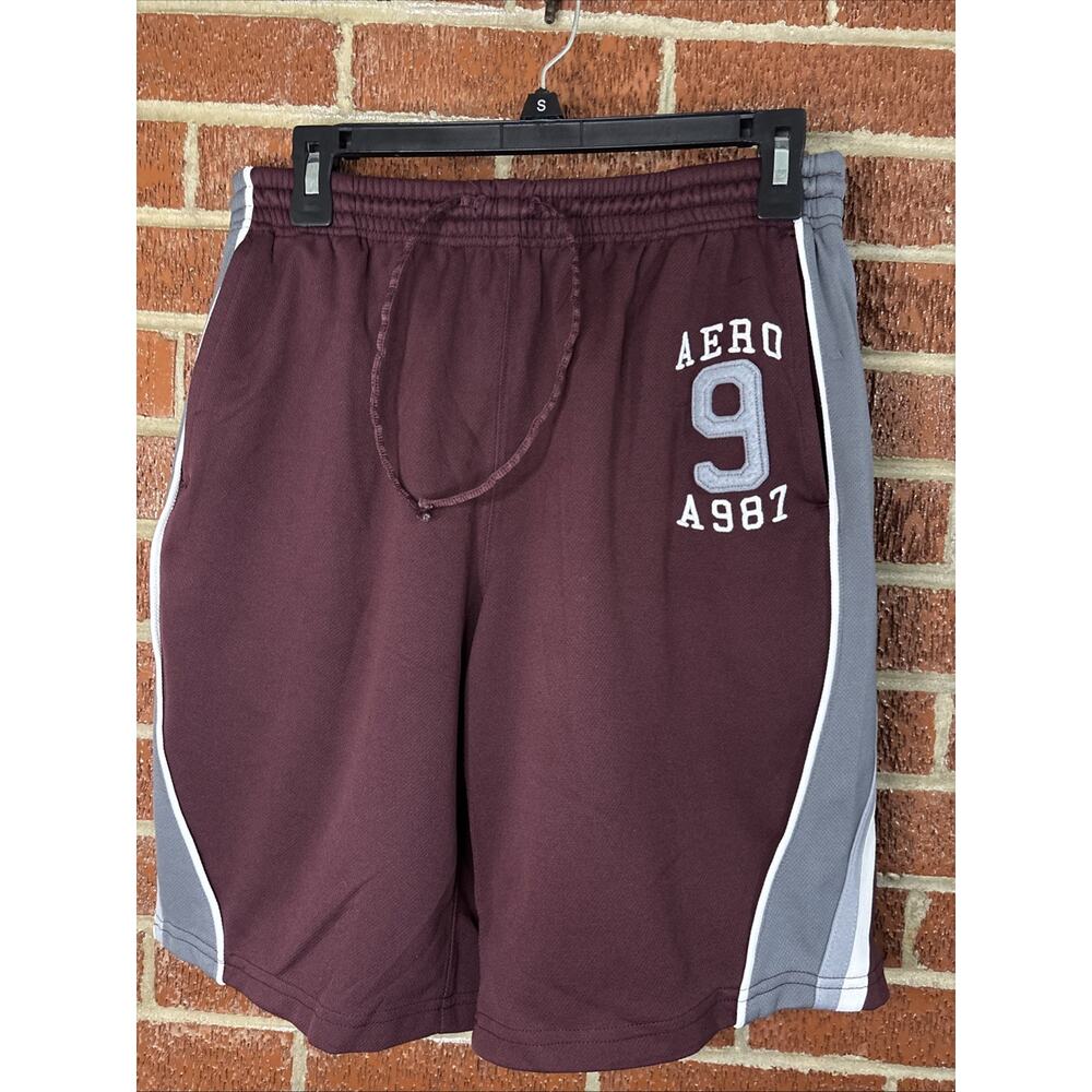 Aeropostale Men’s Mesh Shorts Burgundy Gray Small